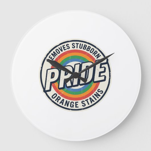 Retro trots protest regenboog badge vector ontwerp grote klok (Voorkant)