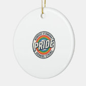 Retro trots protest regenboog badge vector ontwerp keramisch ornament (Links)