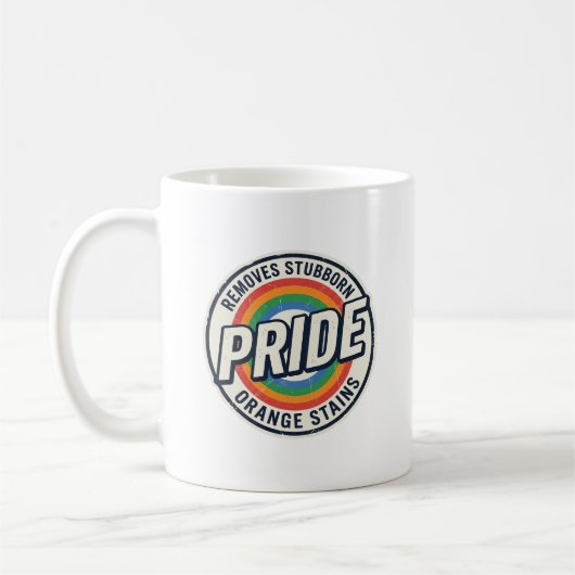Retro trots protest regenboog badge vector ontwerp koffiemok (Links)