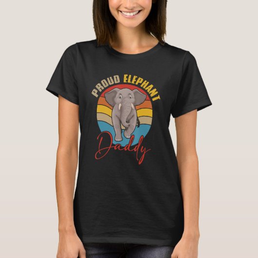 Retro Trotse Olifant Papa Bijpassend Dier T-shirt (Voorkant)