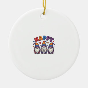 Retro trotsmaand kabouter regenboog shirt ontwerp_ keramisch ornament