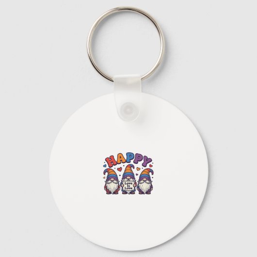 Retro trotsmaand kabouter regenboog shirt ontwerp_ sleutelhanger (Voorkant)