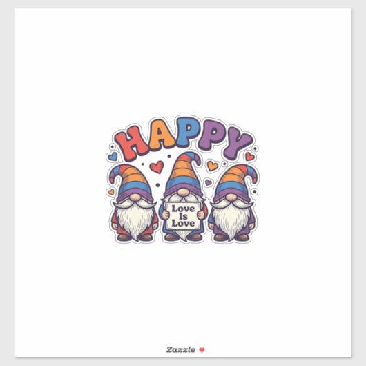 Retro trotsmaand kabouter regenboog shirt ontwerp_ sticker (Vel)