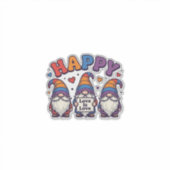 Retro trotsmaand kabouter regenboog shirt ontwerp_ sticker (Voorkant)