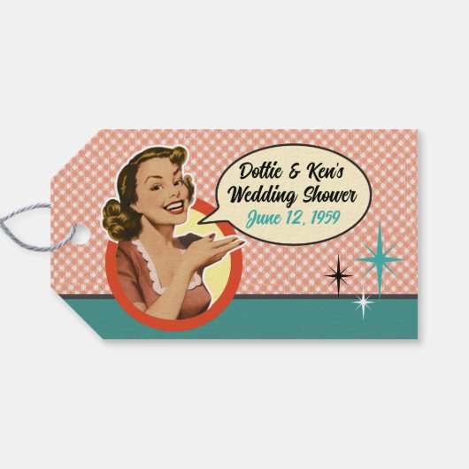 Retro Trouwdouche gunst Gift Labels Cadeaulabel (Achterkant Horizontaal)