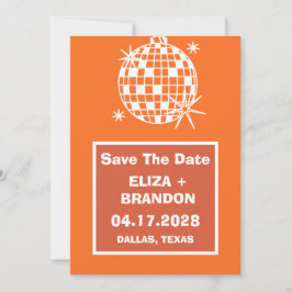 Retro Trouwfoto Disco Ball 70's Save the Date Kaart