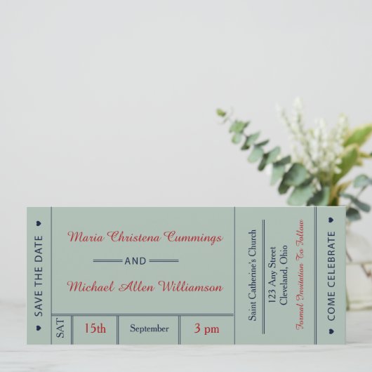 Retro trouwkaart Bespaar de datum Aankondiging (Staand voorkant)