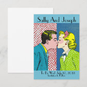 Retro trouwkaart Save the Date, Pop art 50's Date (Voorkant / Achterkant)