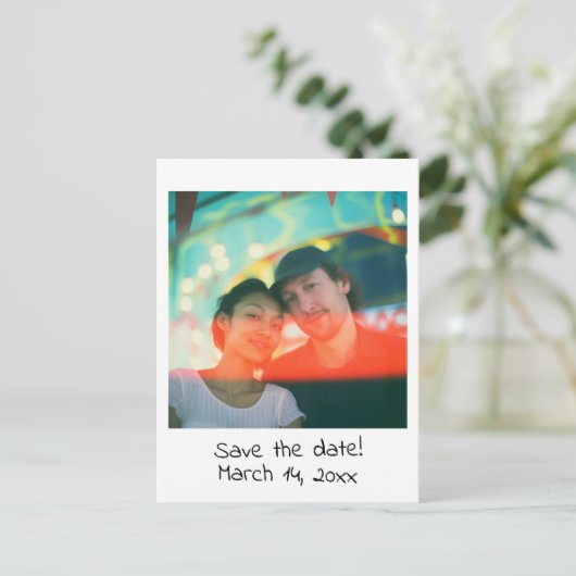 Retro trouwkaart 'save the date' uitnodiging briefkaart (Staand voorkant)