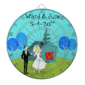 Retro Trouwpaar Dart Board Dartbord (Voorkant)