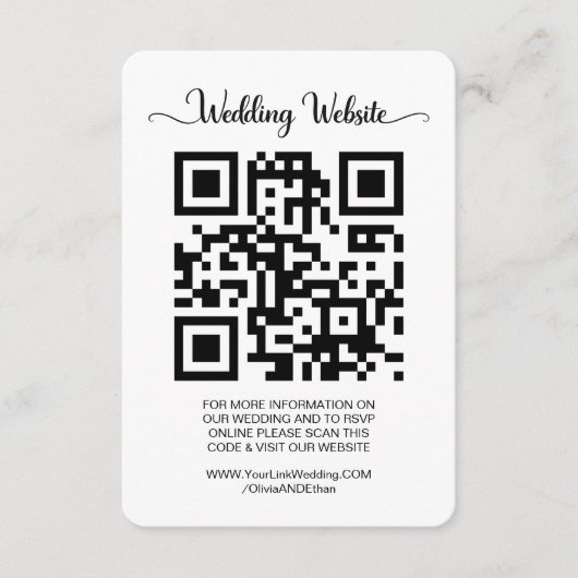 Retro trouwwebsite QR-code RSVP bijlage kaart (Voorkant)