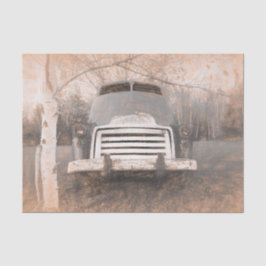 Retro Truck  Antiek Sepia Gray Rustic Art Tissuepapier