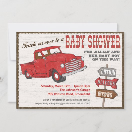 Retro Truck Baby shower Uitnodiging (Voorkant)