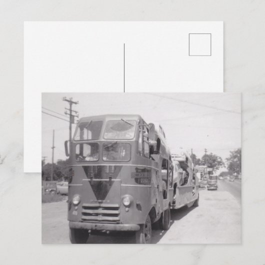 Retro Truck Commerciële Semi auto vervoerder Detro Feestdagenkaart (Voorkant / Achterkant)