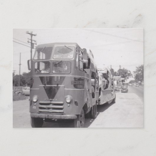 Retro Truck Commerciële Semi auto vervoerder Detro Feestdagenkaart (Voorkant)