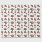 Retro Truck en Car-kerstbomen Cadeaupapier (Vlak)