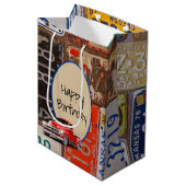 Retro Truck en Old License Borden Medium Cadeauzakje (Voorkant Gekanteld)