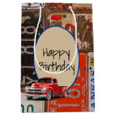 Retro Truck en Old License Borden Medium Cadeauzakje (Voorkant)