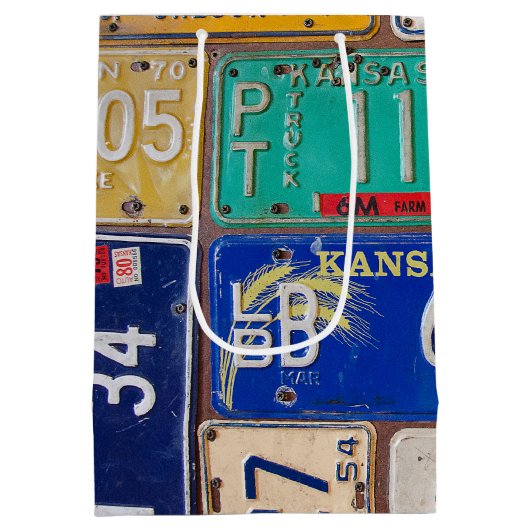 Retro Truck en Old License Borden Medium Cadeauzakje (Achterkant)