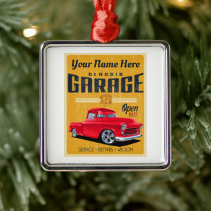 Retro Truck Garage Metalen Ornament