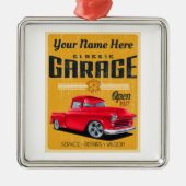 Retro Truck Garage Metalen Ornament (Voorkant)