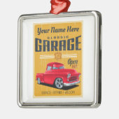 Retro Truck Garage Metalen Ornament (Links)