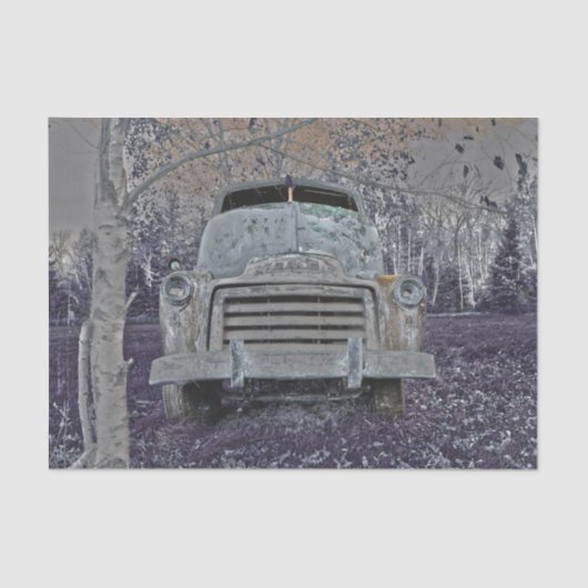 Retro Truck  Lavender Paars Grey Rustic Tissuepapier (Voorkant)