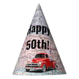 Retro Truck op kaart 50th Birthday Feesthoedjes