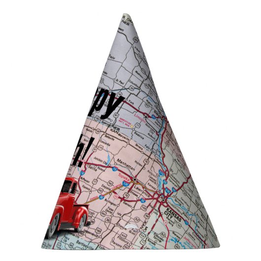 Retro Truck op kaart 50th Birthday Feesthoedjes (Rechts)