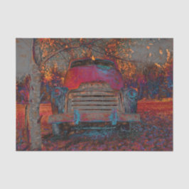 Retro Truck  Red Oranje Rustic Herfst Tissuepapier