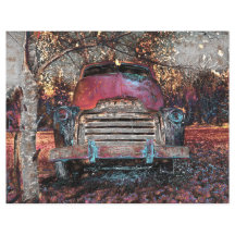 Retro Truck  Red Oranje Yellow Rustige Herfst