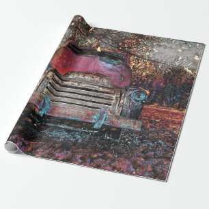 Retro Truck  Red Oranje Yellow Rustige Herfst Cadeaupapier