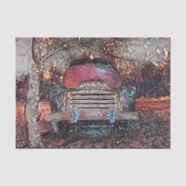 Retro Truck  Red Oranje Yellow Rustige Herfst Tissuepapier