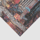 Retro Truck  Red Oranje Yellow Rustige Herfst Tissuepapier (Detail)