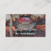 Retro Truck  Red Oranje Yellow Rustige Herfst Visitekaartje (Voorkant)
