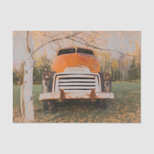 Retro Truck  Rusty Brown Rustic Herfst Tissuepapier (Voorkant)