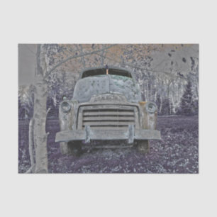 Retro Truck Vintage Lavendel Paars Grijs Rustiek Tissuepapier