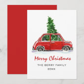 Retro Truck waterverf kerstkaart (Voorkant / Achterkant)