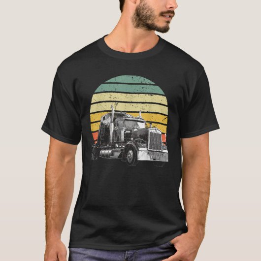 Retro  Trucker Big Rig Semi Trailer Truck D T-shirt (Voorkant)