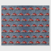 Retro Trucks op Blue Jean Denim Cadeaupapier (Vlak)