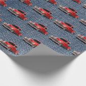 Retro Trucks op Blue Jean Denim Cadeaupapier (Hoek)