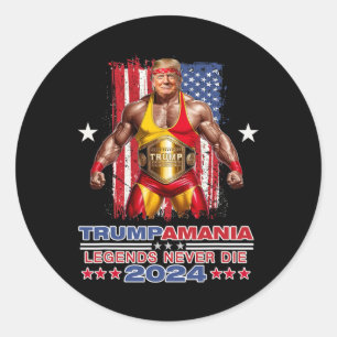 Retro Trump Funny Wrestling Meme Trumpamania 2024 Ronde Sticker