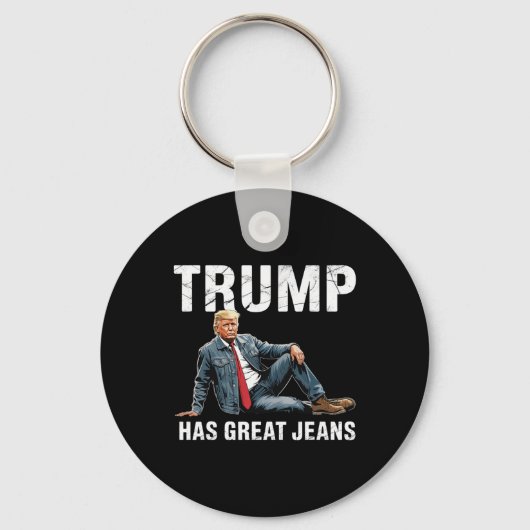 Retro Trump heeft geweldige jeans meme 1 Sleutelhanger (Voorkant)