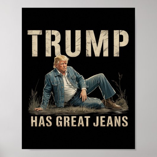 Retro Trump Heeft Grote Broek Meme Poster (Voorkant)