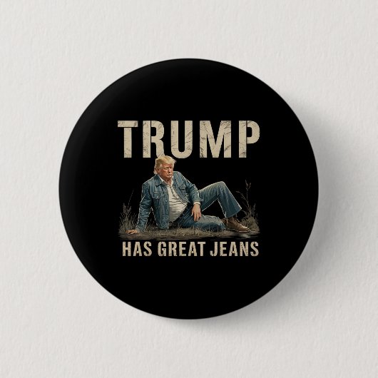 Retro Trump Heeft Grote Broek Meme Ronde Button 5,7 Cm (Voorkant)