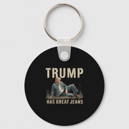 Retro Trump Heeft Grote Broek Meme  Sleutelhanger (Voorkant)