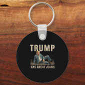 Retro Trump Heeft Grote Broek Meme  Sleutelhanger (Voorkant)