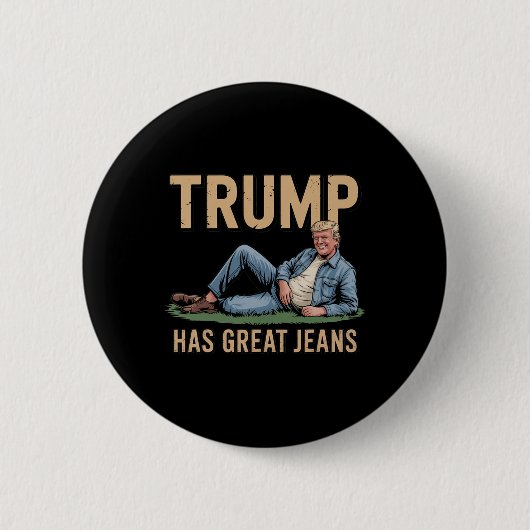 Retro Trump Heeft Grote Broeken Funny Meme Ronde Button 5,7 Cm (Voorkant)