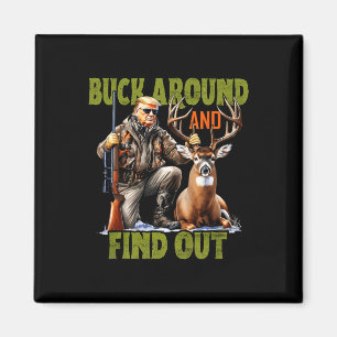 Retro Trump Jacht Hert Camo Grappig Mannetje Rondo Magneet