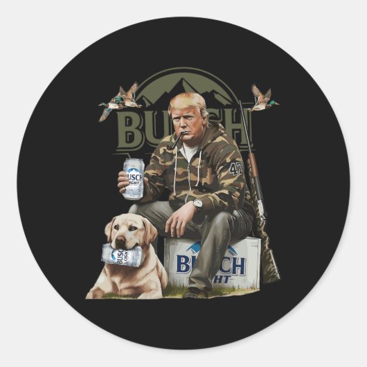 Retro Trump Jacht Herten Grappig Bier Drink Bier Ronde Sticker (Voorkant)